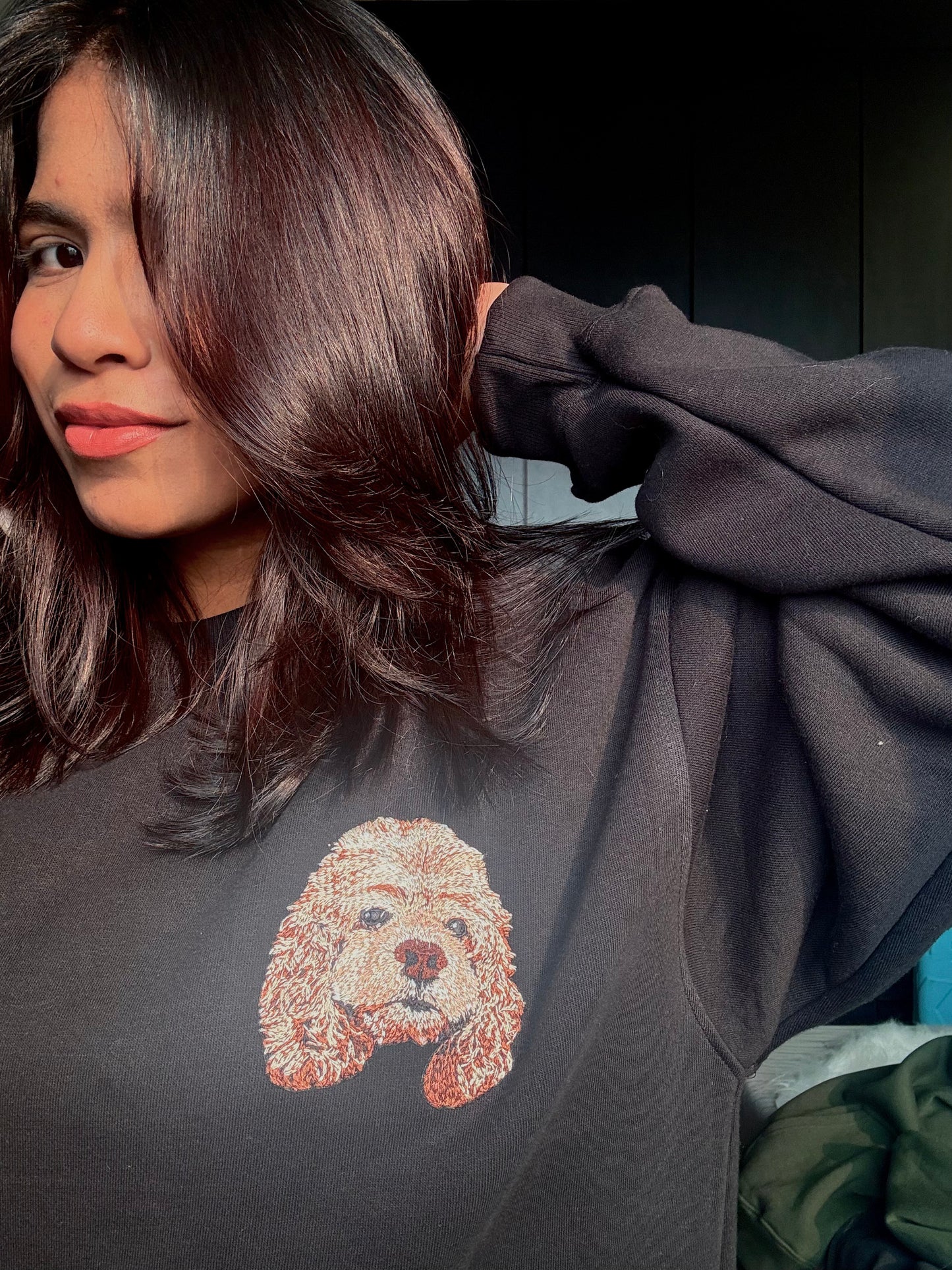 CUSTOM PET EMBROIDERY ON HOODIE/SWEATSHIRT (2 PET FACES)
