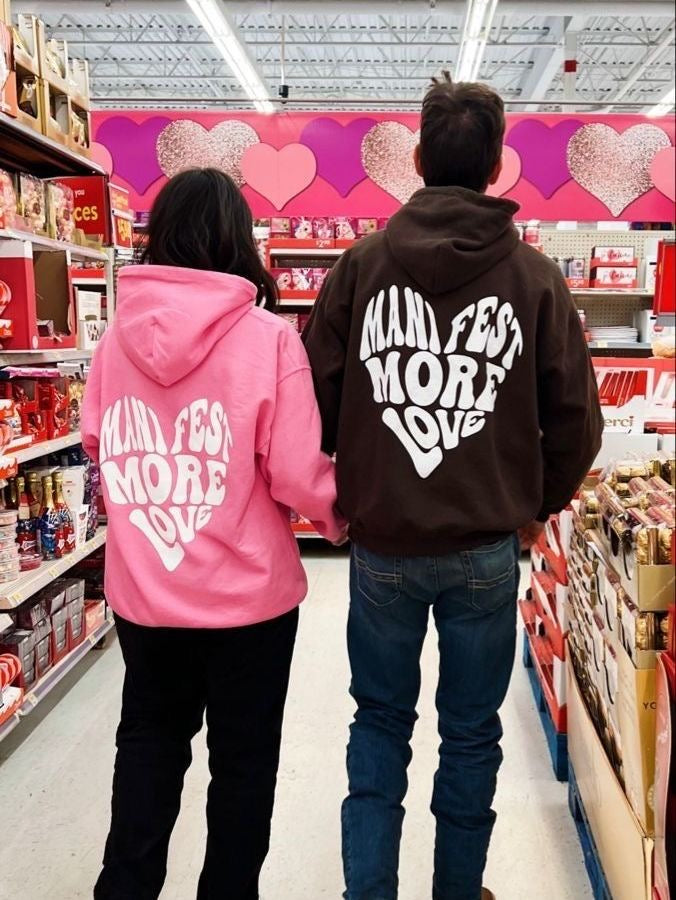MANIFEST MORE LOVE PRINTED COUPLE HOODIE SET OF 2