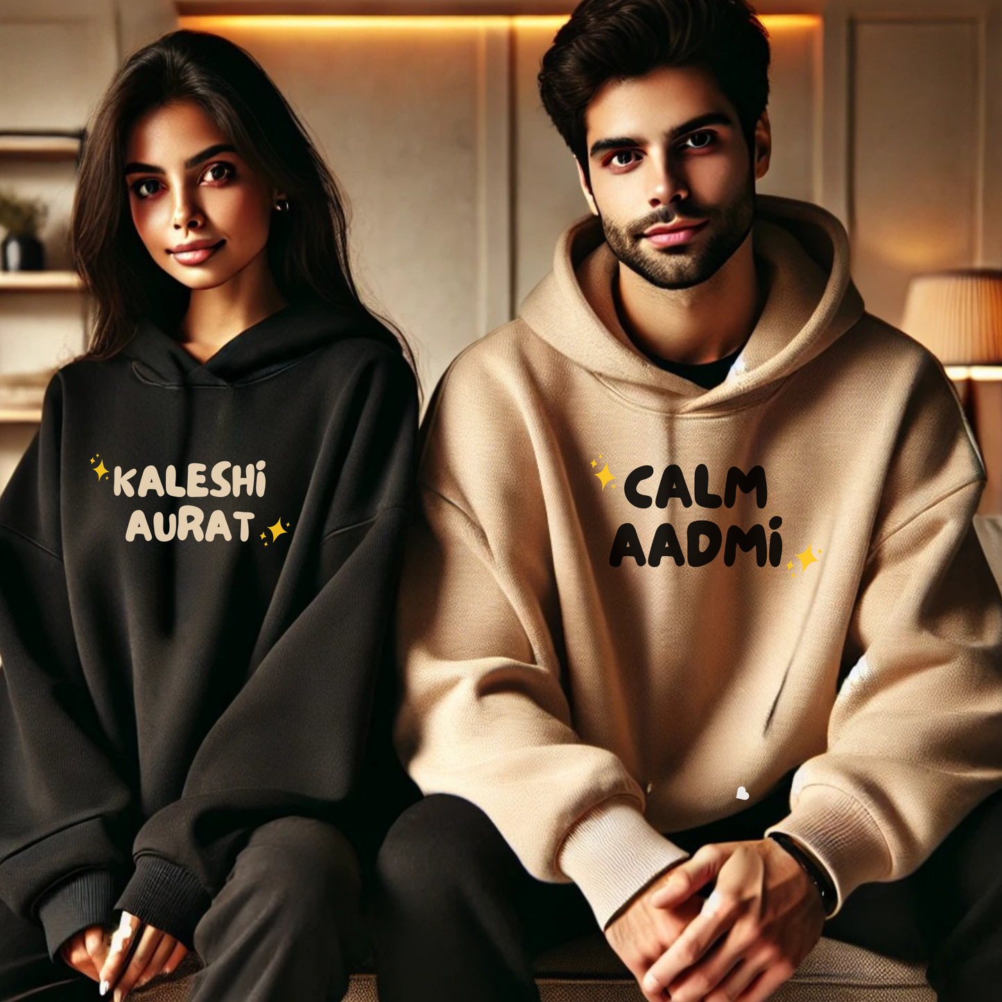 CALM AADMI & KALESHI AURAT COUPLE HOODIE & SWEASHIRT (SET OF 2)